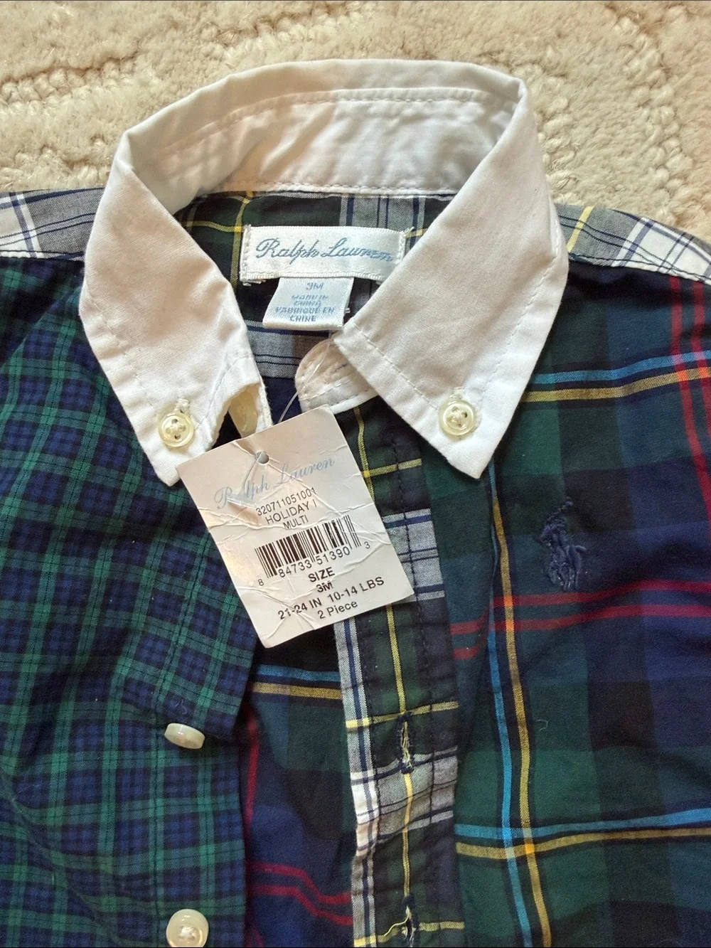 Ralph Lauren 3m plaid Christmas button down NWT